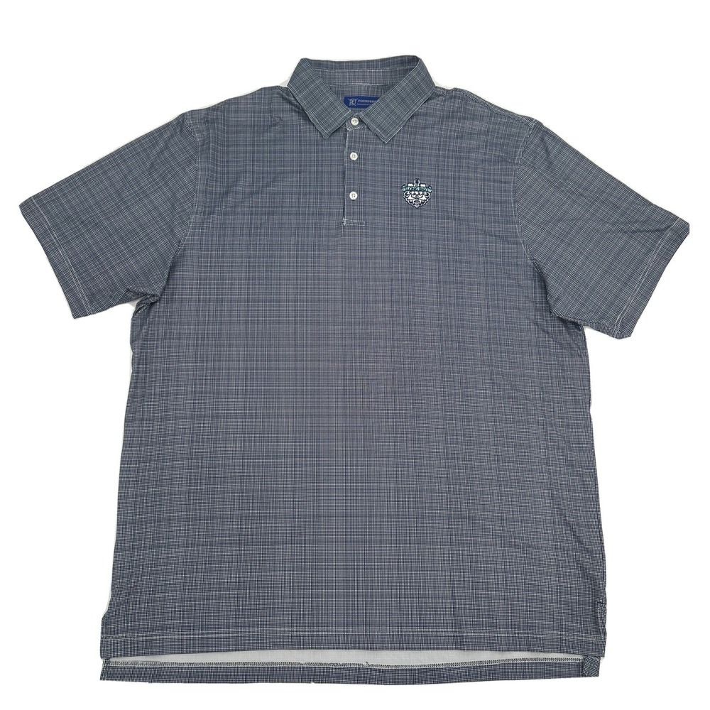 Founders Shirt Men's XL Blue White Check Short Sleeve Polo Long Bay Club Golf SC